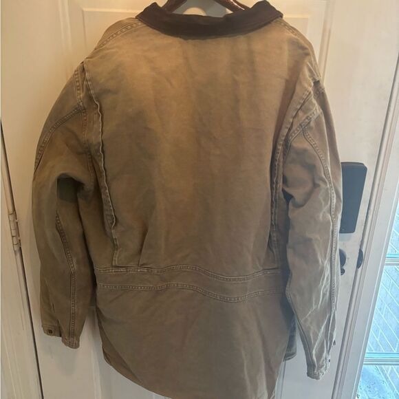 Woolrich Vintage Tan Barn Jacket with Leather Collar and button in Wool liner - Picture 5 of 7